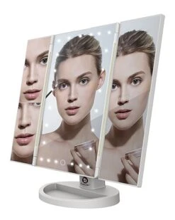 Tri -Fold Vanity Makeup Mirror With 24 Natural White LED Lights Women