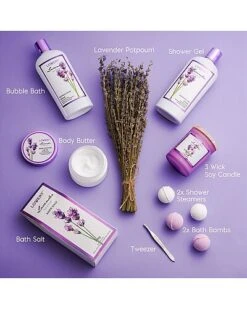 Lavender Bath And Body 15pc Gift Basket, Home Spa Kit In Handmade Basket Women -Care Products 3050263230 RLLD 2