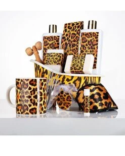 18Pc Honey Almond Home Bath Pampering Package, Leopard Design Luxury Gift Women