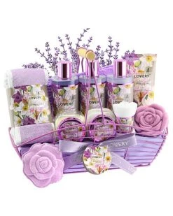 Body Care Gift Basket, 13pc Vanilla Lavender Home Spa Set, Thank You Gift Women