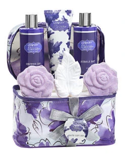 Bath & Body Gift Set - Lavender & Jasmine Home Spa Set With Cosmetic Bag Women
